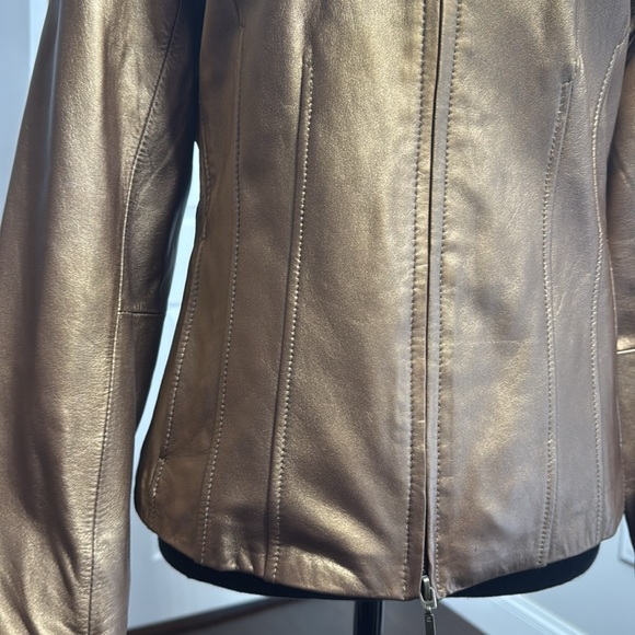 Vintage Coldwater Creek Metallic Leather Jacket - Size Small - Picture 7 of 10